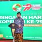Bupati Sumenep Achmad Fauzi Wongsojudo, saat memberikan sambutan pada acara Tasyakuran Peringatan Hari Koperasi Nasional (Harkopnas) ke-79 di Pendopo Agung Keraton Sumenep